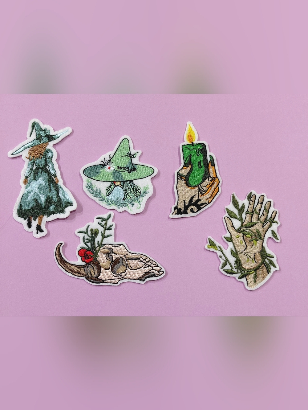 Hobby Lobby New Green Witch Embroidered Patchs Set Of 5 Size Small
